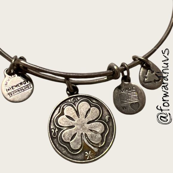 Bundle Sale 3 for $15 | ALEX AND ANI Four Leaf Clover Charm Bangle - Picture 7 of 8